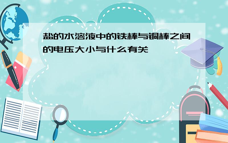 盐的水溶液中的铁棒与铜棒之间的电压大小与什么有关