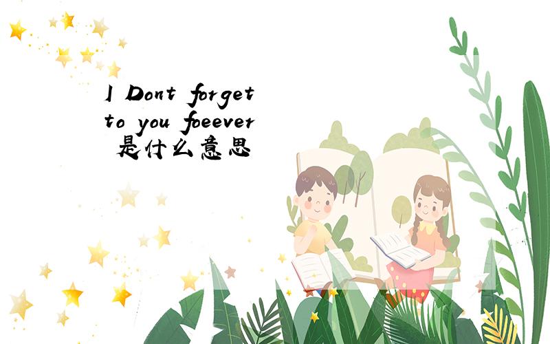 I Dont forget to you foeever 是什么意思