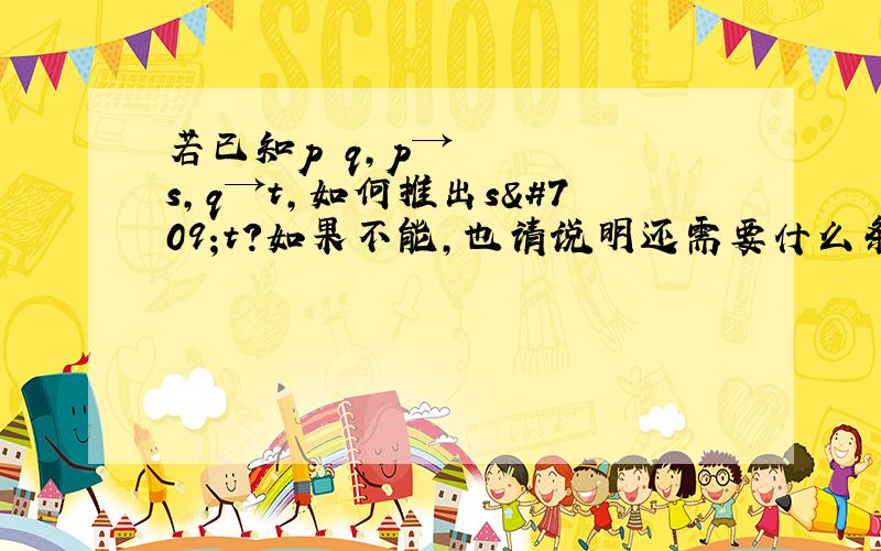 若已知p˅q,p→s,q→t,如何推出s˅t?如果不能,也请说明还需要什么条件.