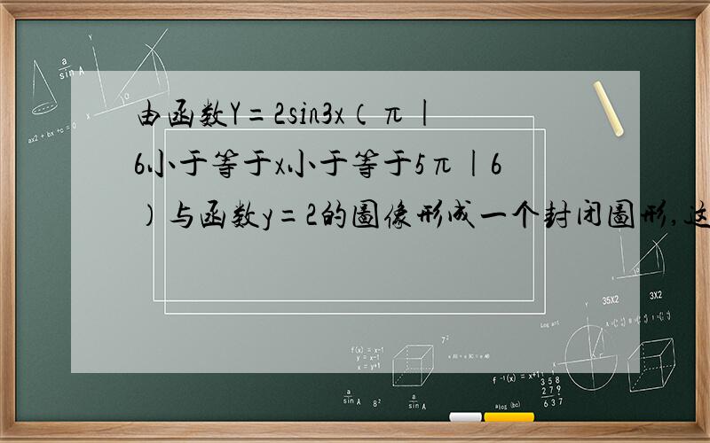 由函数Y=2sin3x（π|6小于等于x小于等于5π|6）与函数y=2的图像形成一个封闭图形,这个封闭图形的面积是多少?