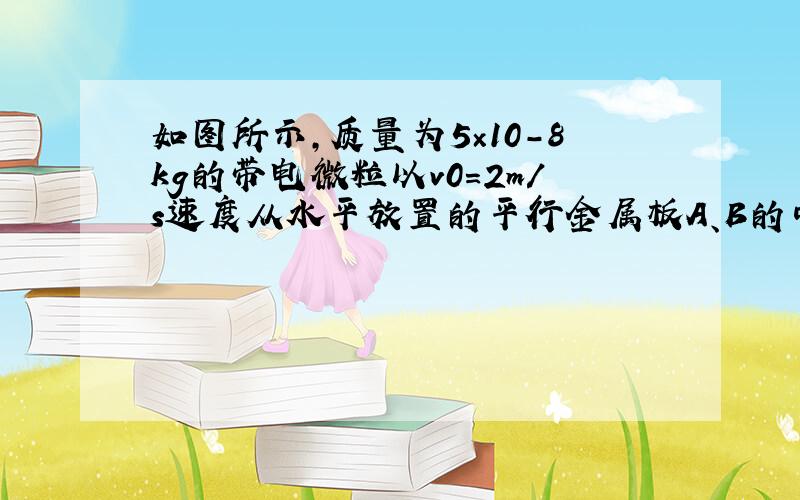 如图所示,质量为5×10-8kg的带电微粒以v0=2m/s速度从水平放置的平行金属板A、B的中央飞入板间．已知板长L=1