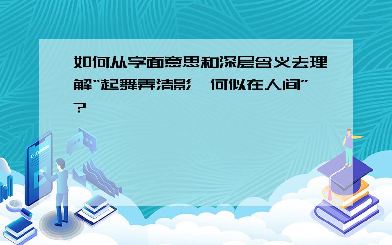 如何从字面意思和深层含义去理解“起舞弄清影,何似在人间”?