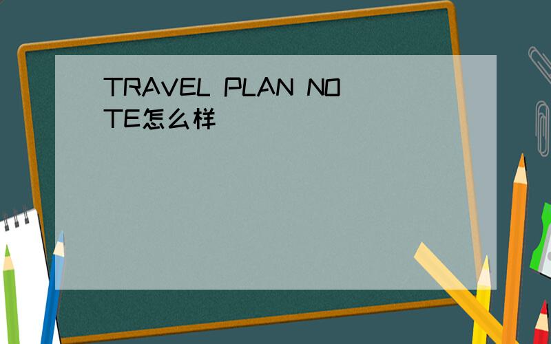 TRAVEL PLAN NOTE怎么样