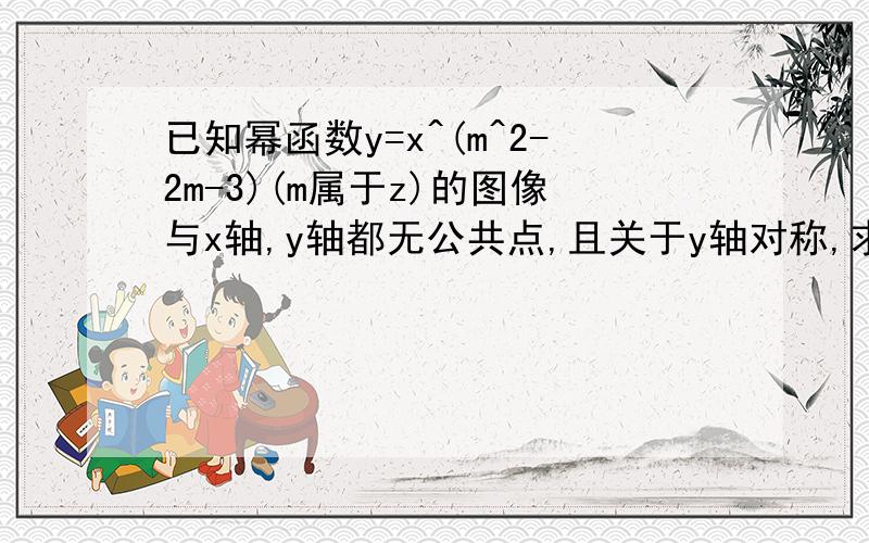 已知幂函数y=x^(m^2-2m-3)(m属于z)的图像与x轴,y轴都无公共点,且关于y轴对称,求m的值,并画出函数图像