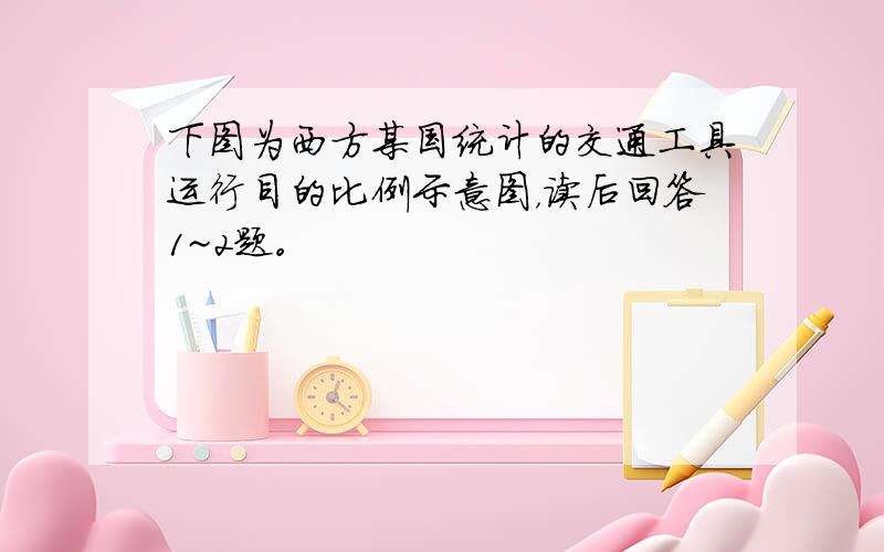 下图为西方某国统计的交通工具运行目的比例示意图，读后回答1~2题。