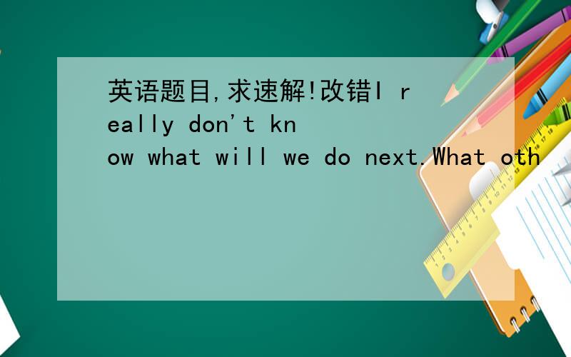 英语题目,求速解!改错I really don't know what will we do next.What oth