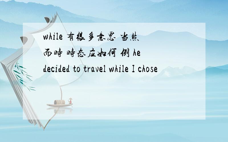 while 有很多意思 当然而时 时态应如何 例 he decided to travel while I chose