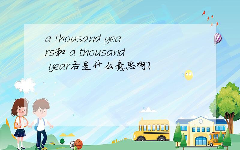 a thousand years和 a thousand year各是什么意思啊?