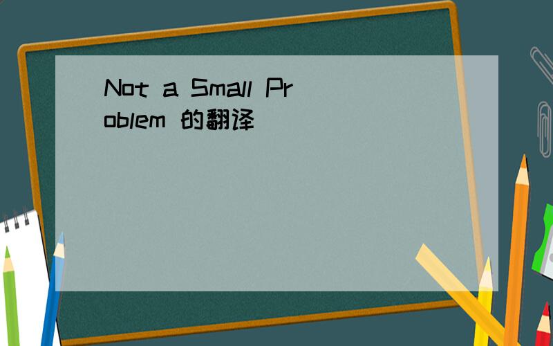 Not a Small Problem 的翻译