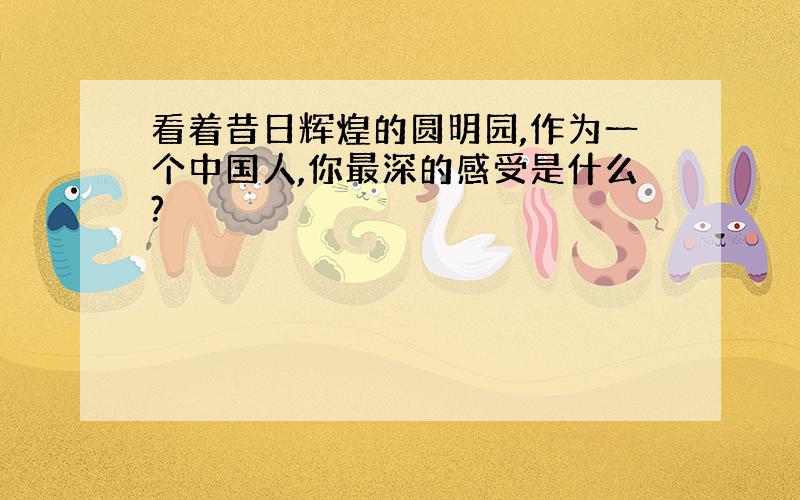 看着昔日辉煌的圆明园,作为一个中国人,你最深的感受是什么?