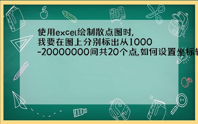 使用excel绘制散点图时,我要在图上分别标出从1000-20000000间共20个点,如何设置坐标轴的刻度单位