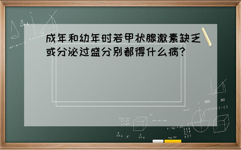 成年和幼年时若甲状腺激素缺乏或分泌过盛分别都得什么病?