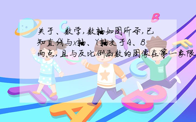 关于、数学,数轴如图所示,已知直线与x轴、Y轴交于A、B两点,且与反比例函数的图像在第一象限,交于C点,CD垂直于x轴,