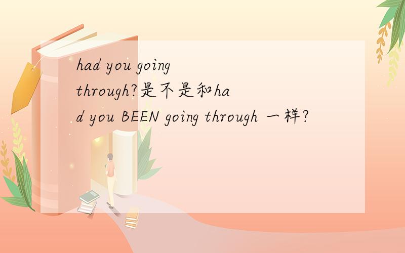 had you going through?是不是和had you BEEN going through 一样?