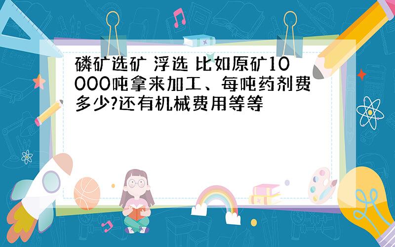 磷矿选矿 浮选 比如原矿10000吨拿来加工、每吨药剂费多少?还有机械费用等等