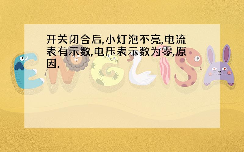 开关闭合后,小灯泡不亮,电流表有示数,电压表示数为零,原因.