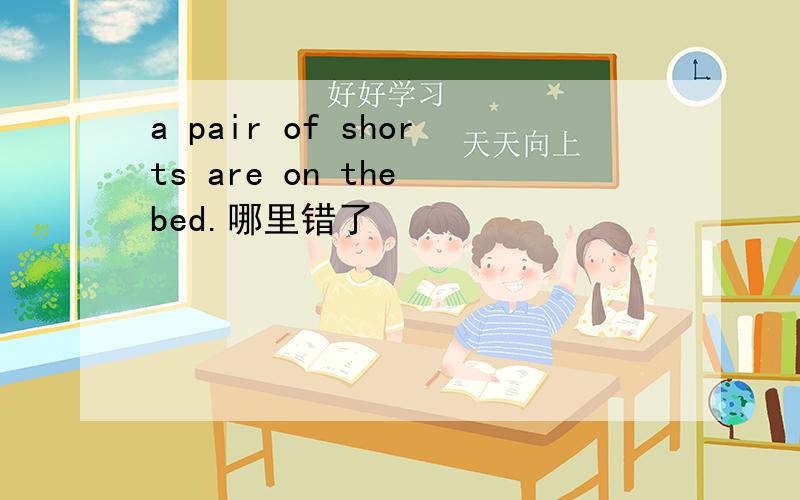 a pair of shorts are on the bed.哪里错了