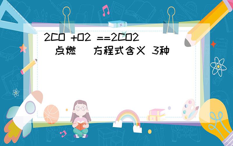 2CO +O2 ==2CO2（点燃） 方程式含义 3种