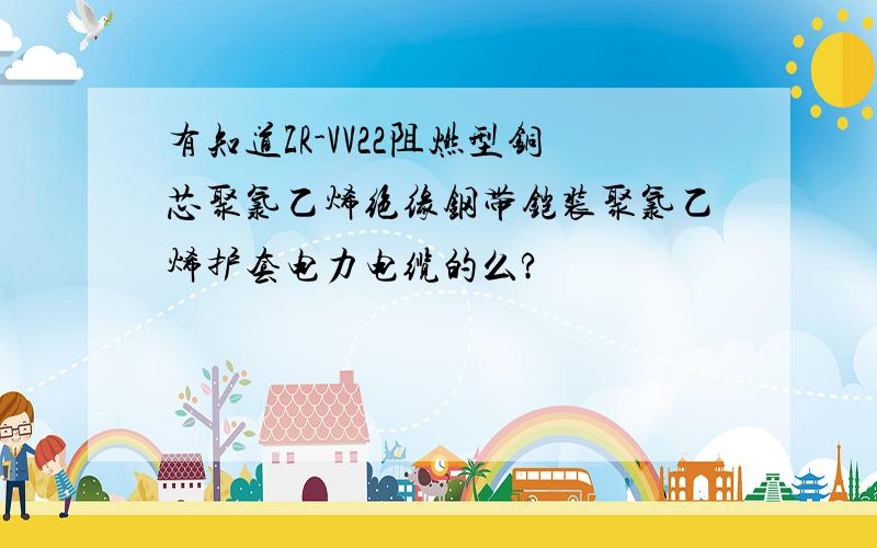 有知道ZR-VV22阻燃型铜芯聚氯乙烯绝缘钢带铠装聚氯乙烯护套电力电缆的么?