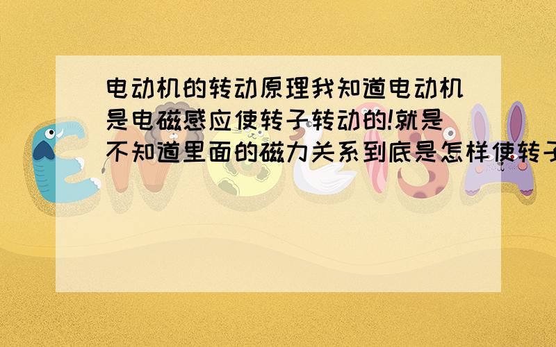 电动机的转动原理我知道电动机是电磁感应使转子转动的!就是不知道里面的磁力关系到底是怎样使转子转动的而且是定向的?