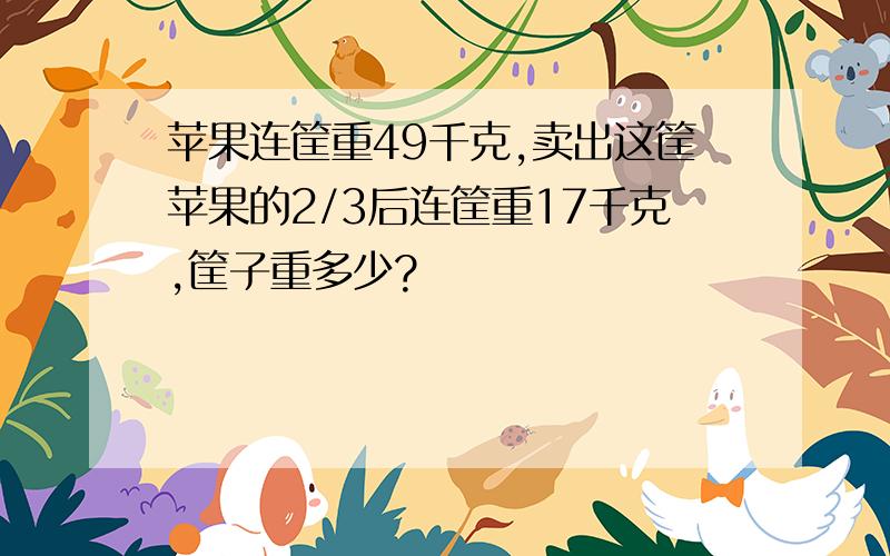 苹果连筐重49千克,卖出这筐苹果的2/3后连筐重17千克,筐子重多少?