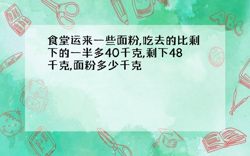 食堂运来一些面粉,吃去的比剩下的一半多40千克,剩下48千克,面粉多少千克