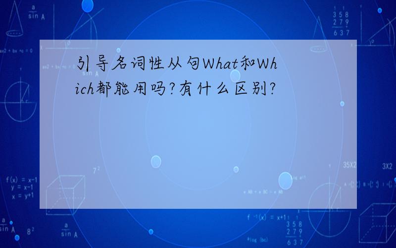 引导名词性从句What和Which都能用吗?有什么区别?