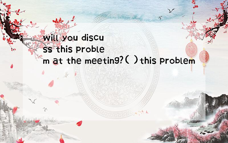 will you discuss this problem at the meeting?( )this problem