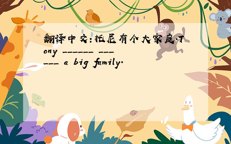 翻译中文：托尼有个大家庭.Tony ______ ______ a big family.