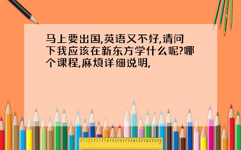 马上要出国,英语又不好,请问下我应该在新东方学什么呢?哪个课程,麻烦详细说明,