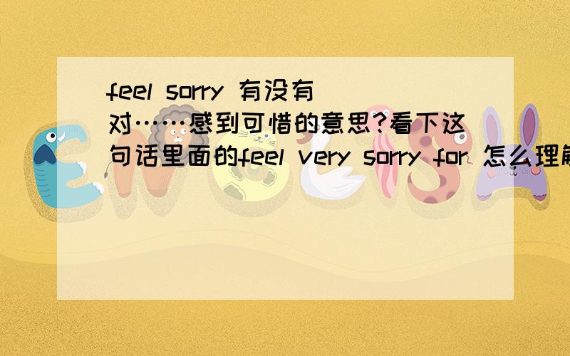 feel sorry 有没有对……感到可惜的意思?看下这句话里面的feel very sorry for 怎么理解,不要