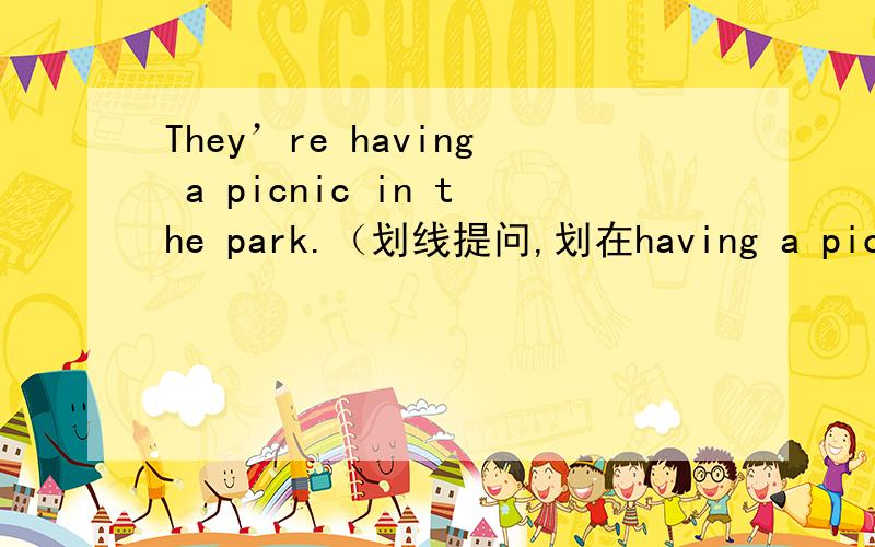 They’re having a picnic in the park.（划线提问,划在having a picnic