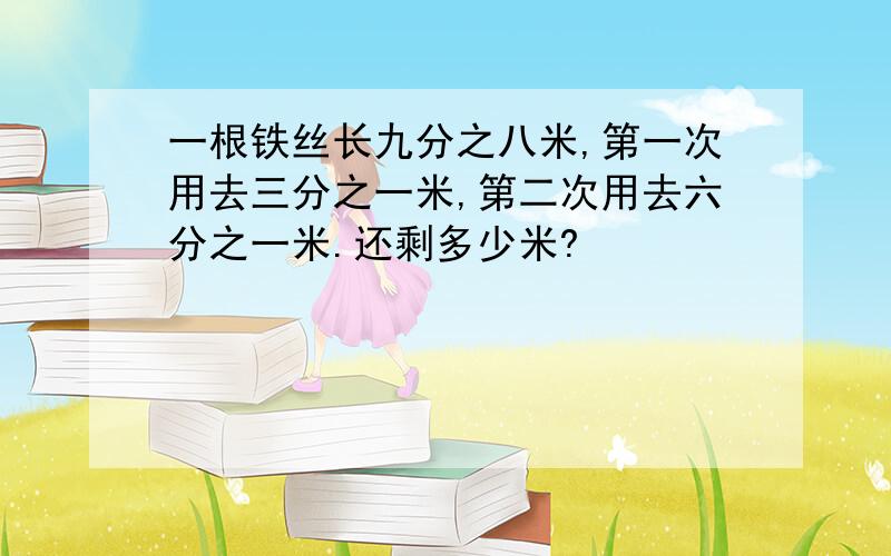 一根铁丝长九分之八米,第一次用去三分之一米,第二次用去六分之一米.还剩多少米?