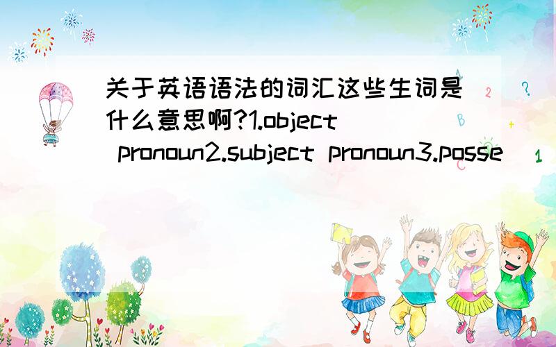 关于英语语法的词汇这些生词是什么意思啊?1.object pronoun2.subject pronoun3.posse