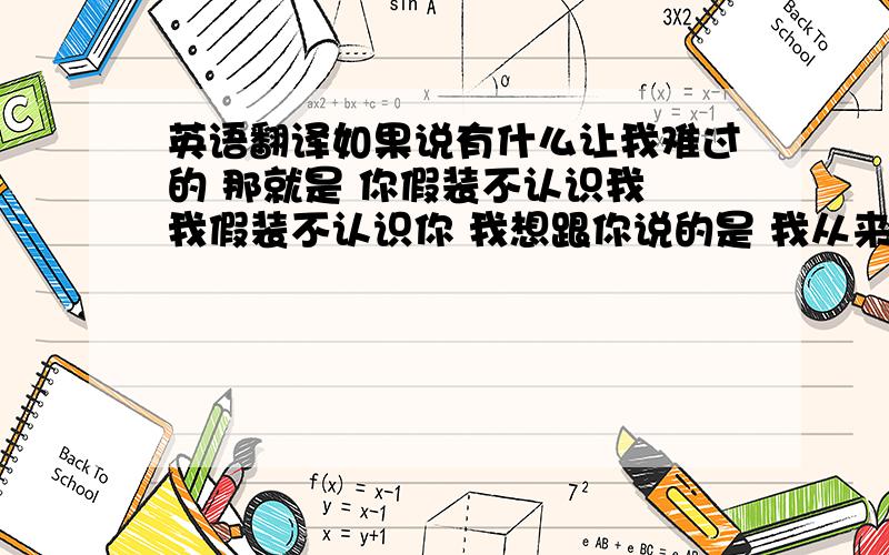 英语翻译如果说有什么让我难过的 那就是 你假装不认识我 我假装不认识你 我想跟你说的是 我从来没有想要伤害你 我只是想要