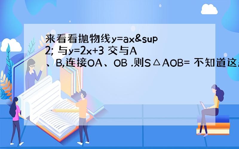 来看看抛物线y=ax² 与y=2x+3 交与A、B,连接OA、OB .则S△AOB= 不知道这题是不是错了对不