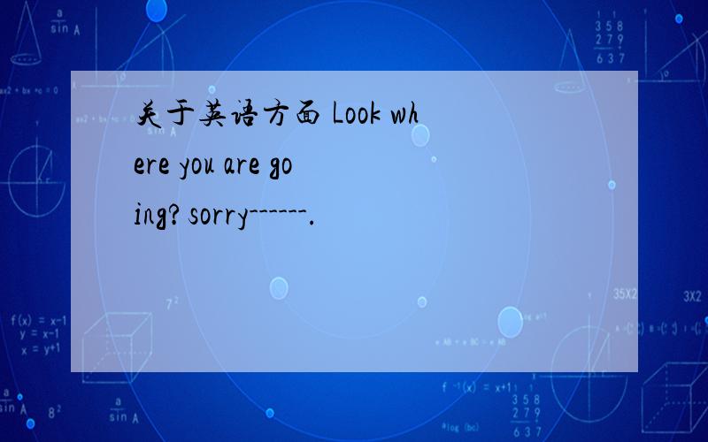 关于英语方面 Look where you are going?sorry------.