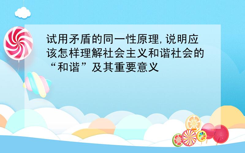 试用矛盾的同一性原理,说明应该怎样理解社会主义和谐社会的“和谐”及其重要意义