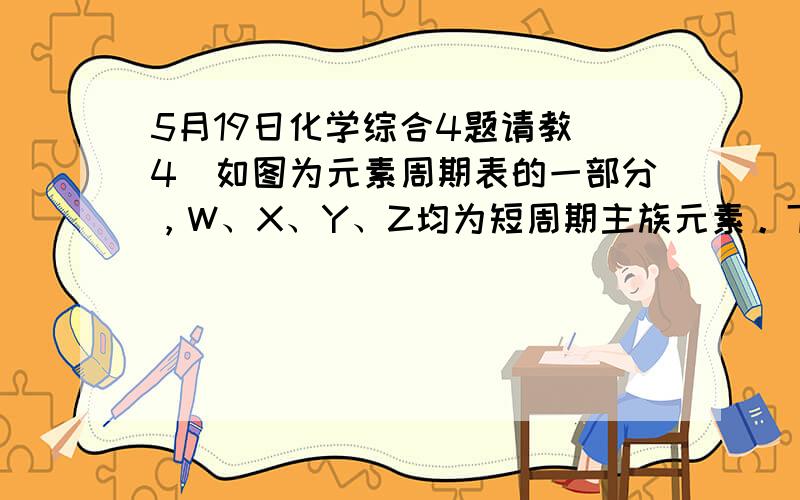 5月19日化学综合4题请教 4．如图为元素周期表的一部分，W、X、Y、Z均为短周期主族元素。下列分析—定正确的是 A.Y