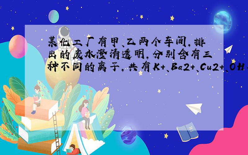 某化工厂有甲、乙两个车间,排出的废水澄清透明,分别含有三种不同的离子,共有K+、Ba2+、Cu2+、OH-、NO32-、