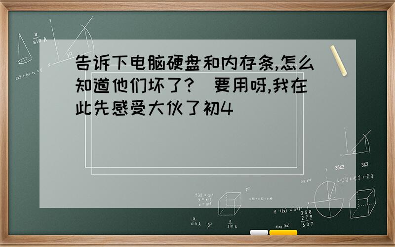 告诉下电脑硬盘和内存条,怎么知道他们坏了?　要用呀,我在此先感受大伙了初4