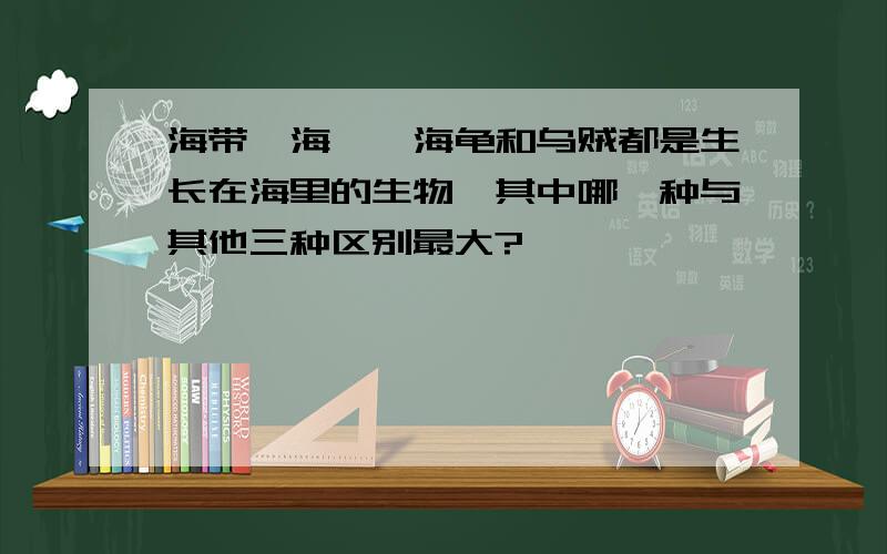 海带,海蜇,海龟和乌贼都是生长在海里的生物,其中哪一种与其他三种区别最大?