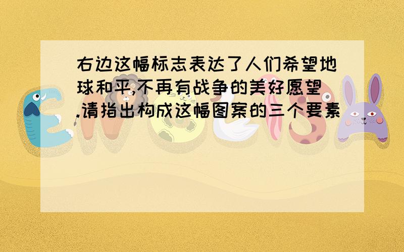 右边这幅标志表达了人们希望地球和平,不再有战争的美好愿望.请指出构成这幅图案的三个要素