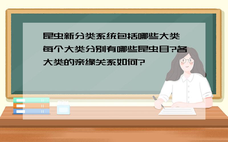 昆虫新分类系统包括哪些大类,每个大类分别有哪些昆虫目?各大类的亲缘关系如何?