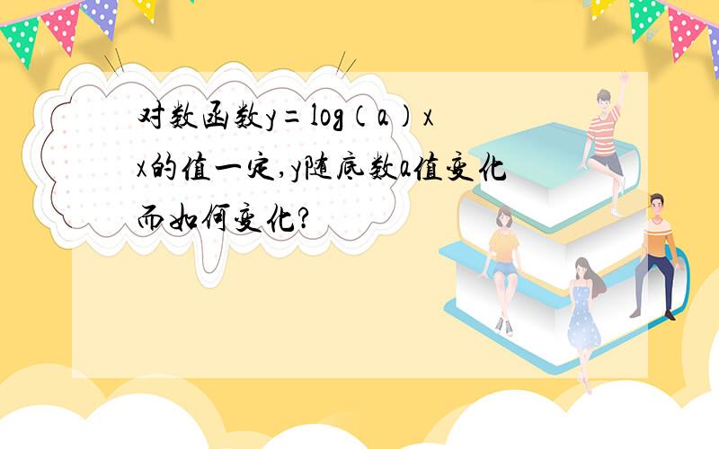 对数函数y=log（a）x x的值一定,y随底数a值变化而如何变化?