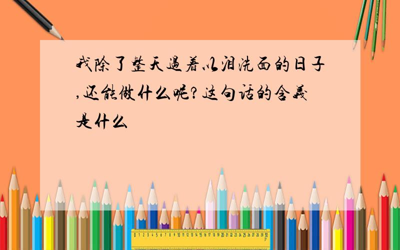 我除了整天过着以泪洗面的日子,还能做什么呢?这句话的含义是什么