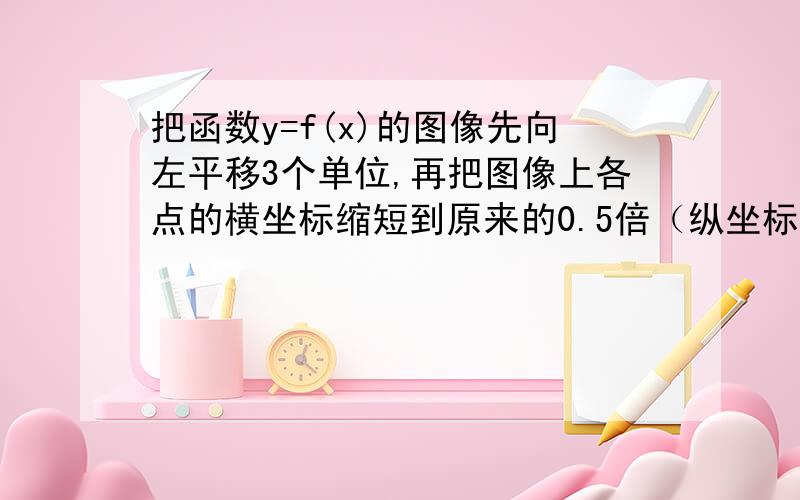 把函数y=f(x)的图像先向左平移3个单位,再把图像上各点的横坐标缩短到原来的0.5倍（纵坐标不变）