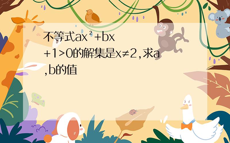 不等式ax²+bx+1>0的解集是x≠2,求a,b的值