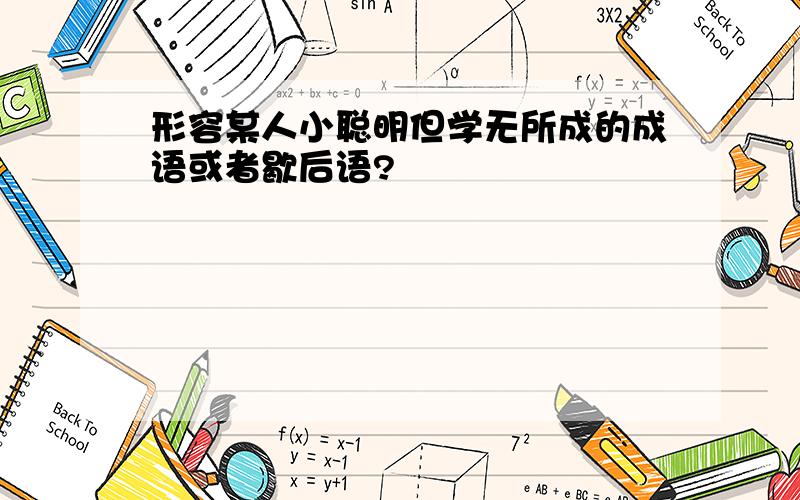 形容某人小聪明但学无所成的成语或者歇后语?