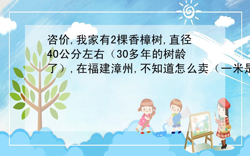 咨价,我家有2棵香樟树,直径40公分左右（30多年的树龄了）,在福建漳州,不知道怎么卖（一米是多少元）